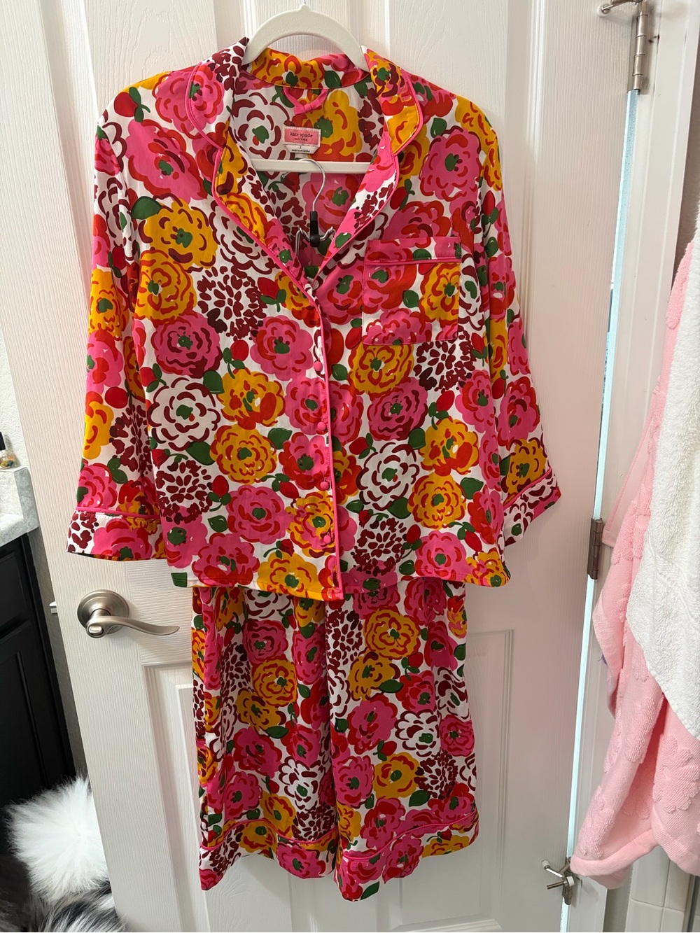kate spade Pink Yellow Floral Women’s Pajama Set.   L